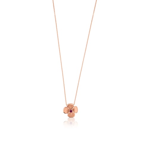 ATELIER Flor Necklace in Rose Gold with Rhodolite