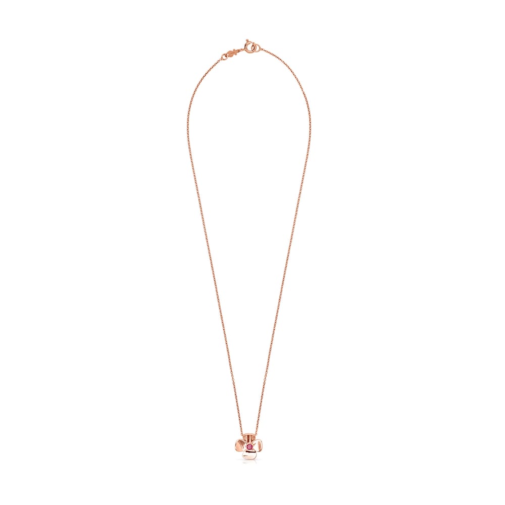 ATELIER Flor Necklace in Rose Gold with Rhodolite