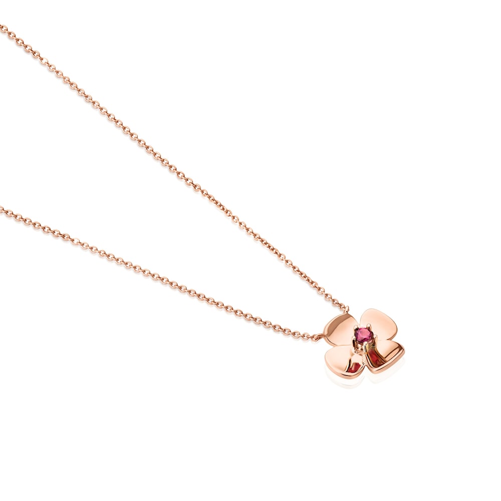 ATELIER Flor Necklace in Rose Gold with Rhodolite