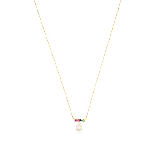 Collar Lio de Oro con Gemas y Perla