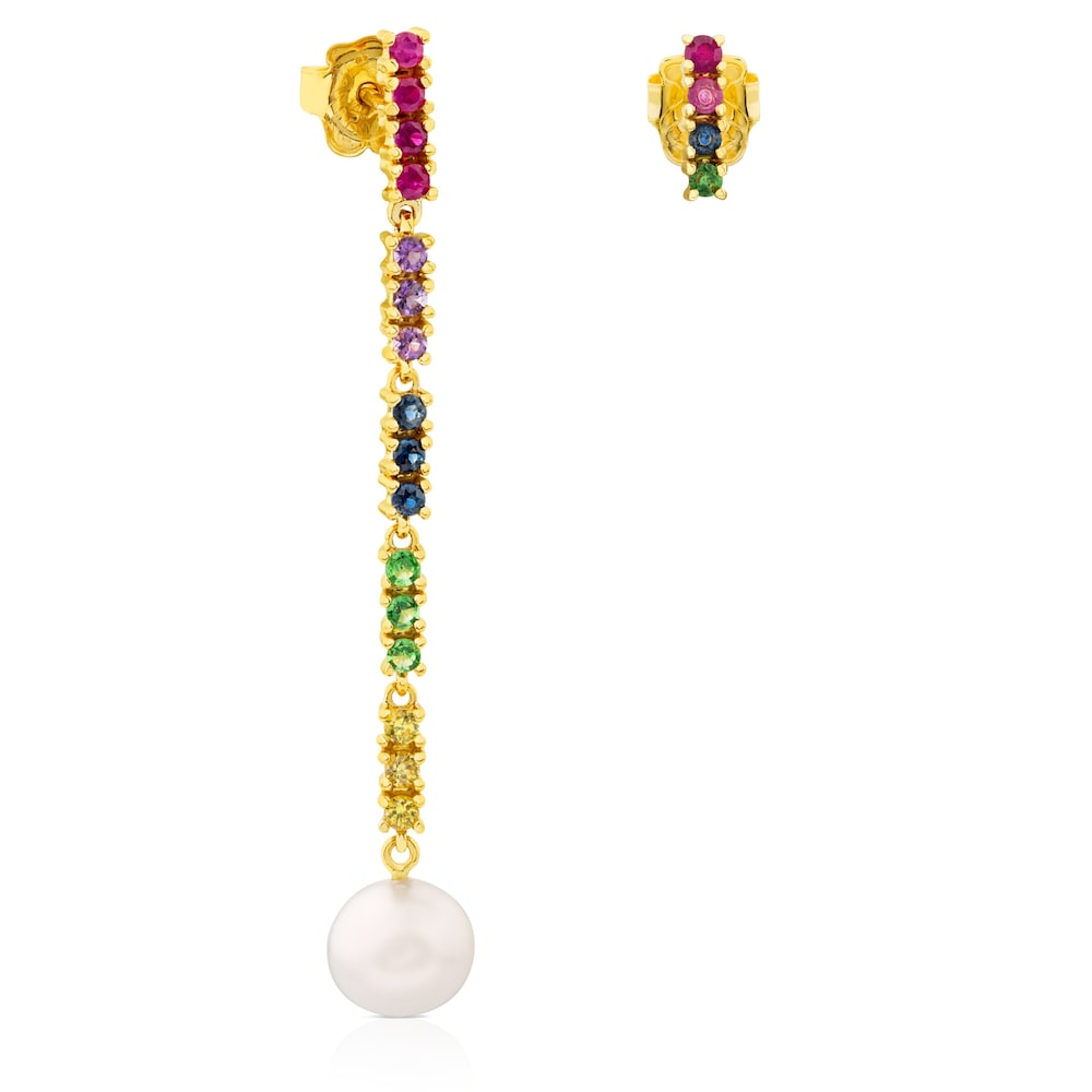 Gold Lio Earrings with Gems image number 0