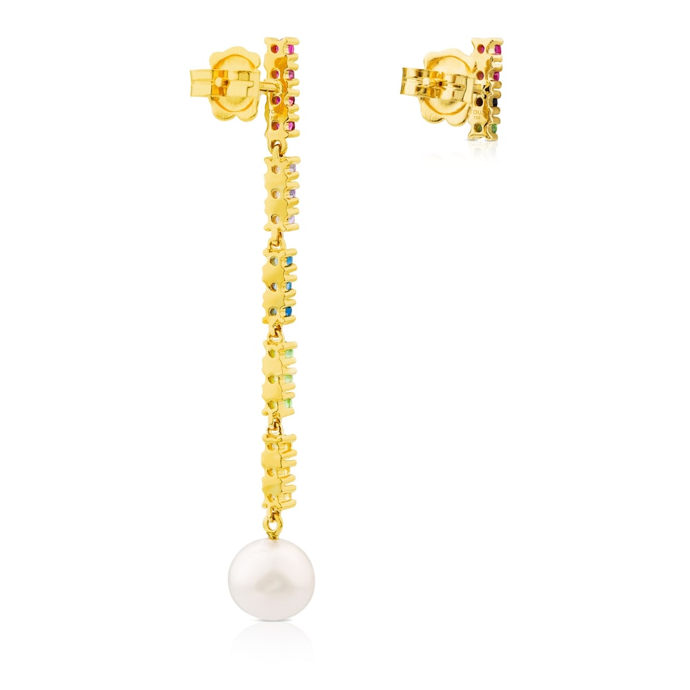 Gold Lio Earrings with Gems image number 1