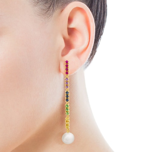 Gold Lio Earrings with Gems