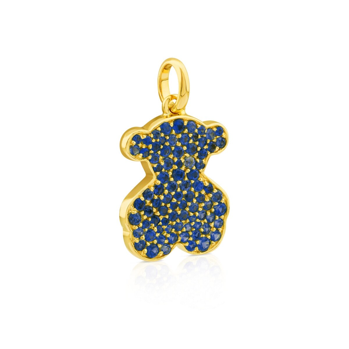 Gold Icon Gems Pendant with blue Sapphires big Bear motif
