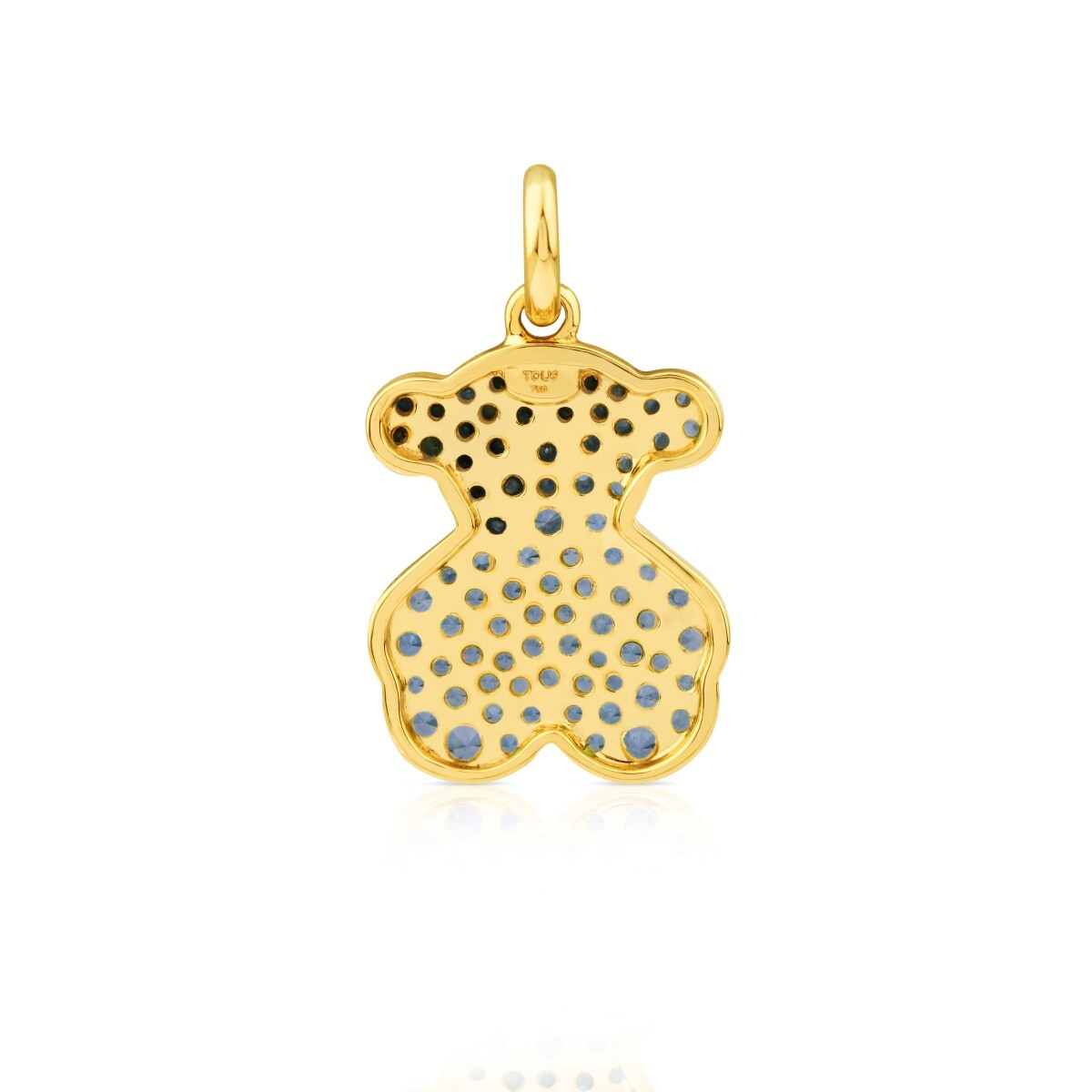 Gold Icon Gems Pendant with blue Sapphires big Bear motif