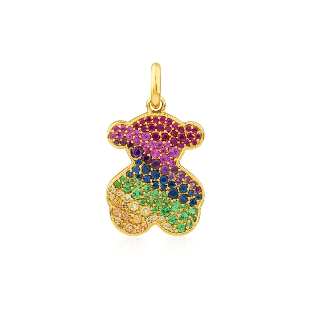 Gold Icon Gems Pendant with multicolor Sapphire big Bear motif