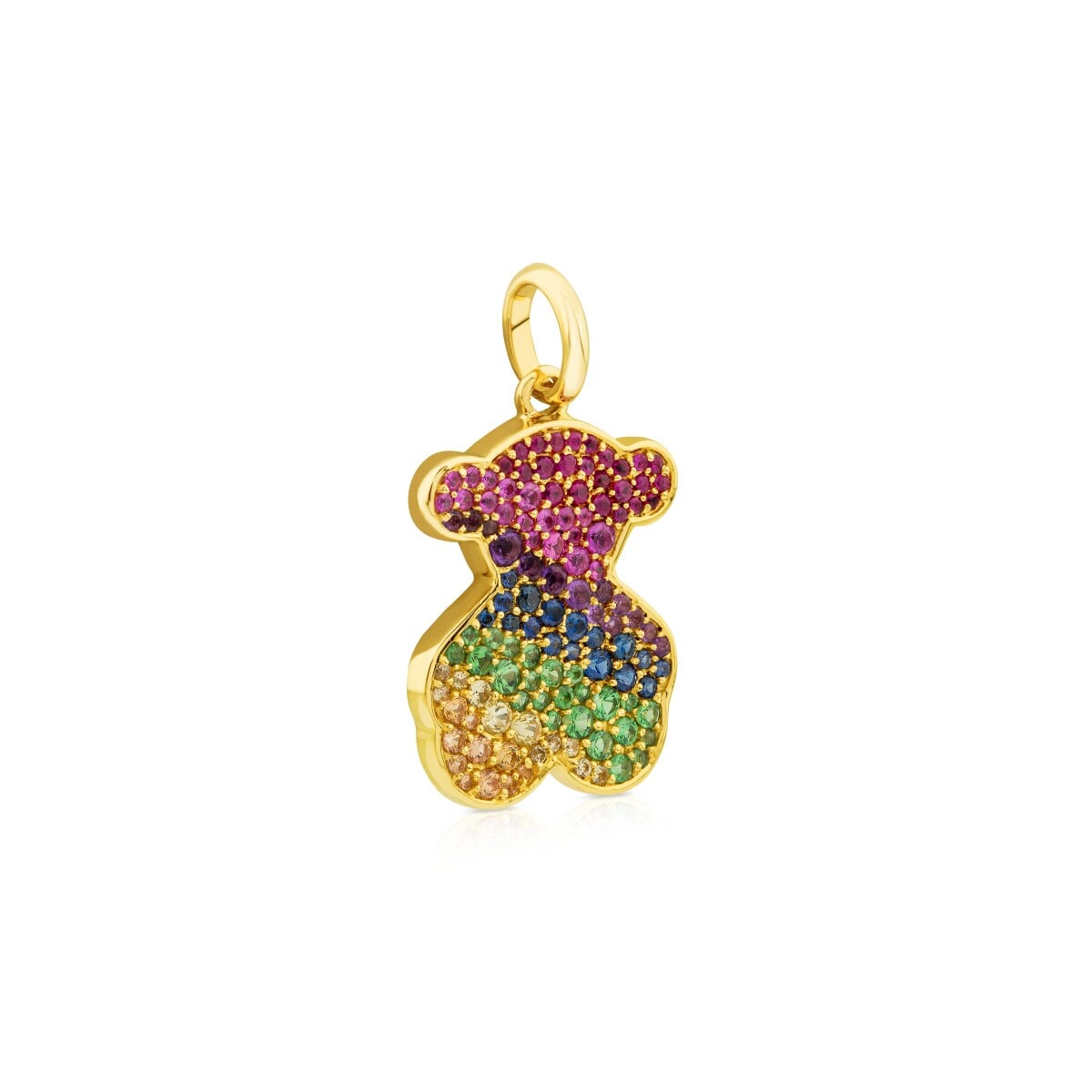 Gold Icon Gems Pendant with multicolor Sapphire big Bear motif