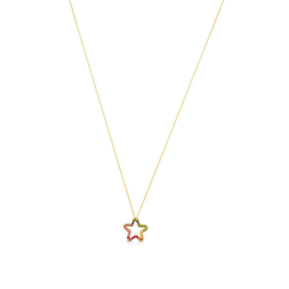 Collar de oro con gemas multicolores motivo estrella pequeño Icon Collar de oro con gemas multicolores motivo estrella pequeño Icon