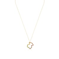 Gold Icon Necklace with multicolor Gemstones medium Bear motif