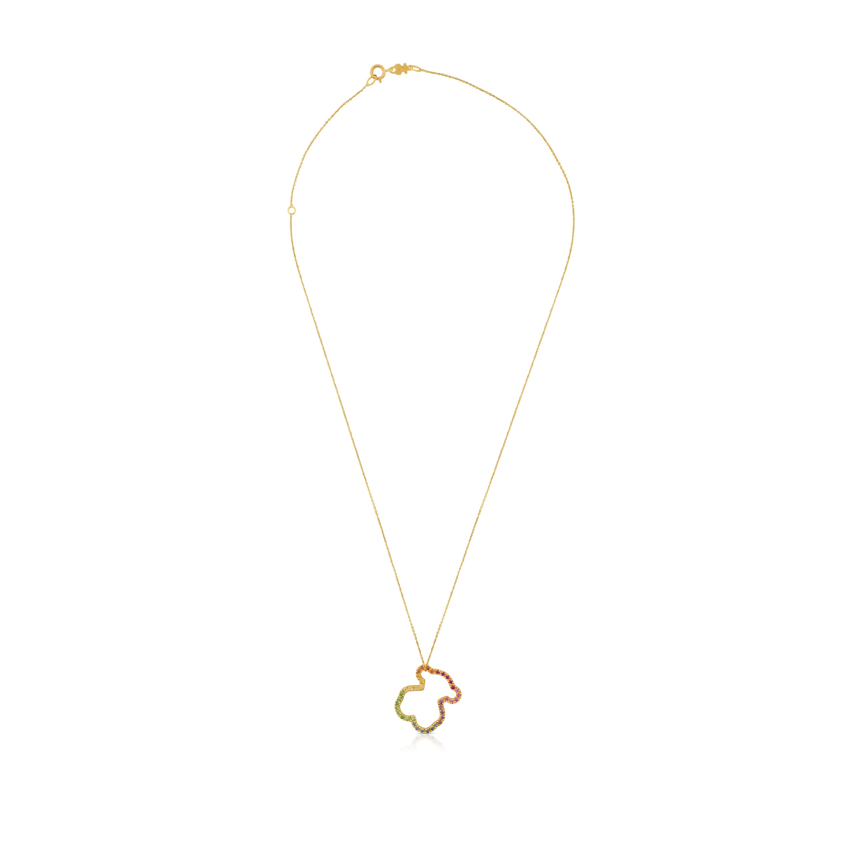 Collar de oro con gemas multicolores motivo oso mediano Icon Gems