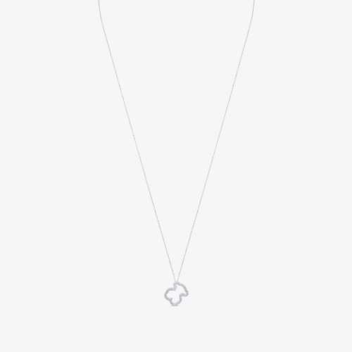 Collar de oro blanco 18K con diamantes motivo oso peque&ntilde;o Icon Gems