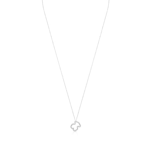 Collar de oro blanco con diamantes motivo oso pequeño Icon Gems