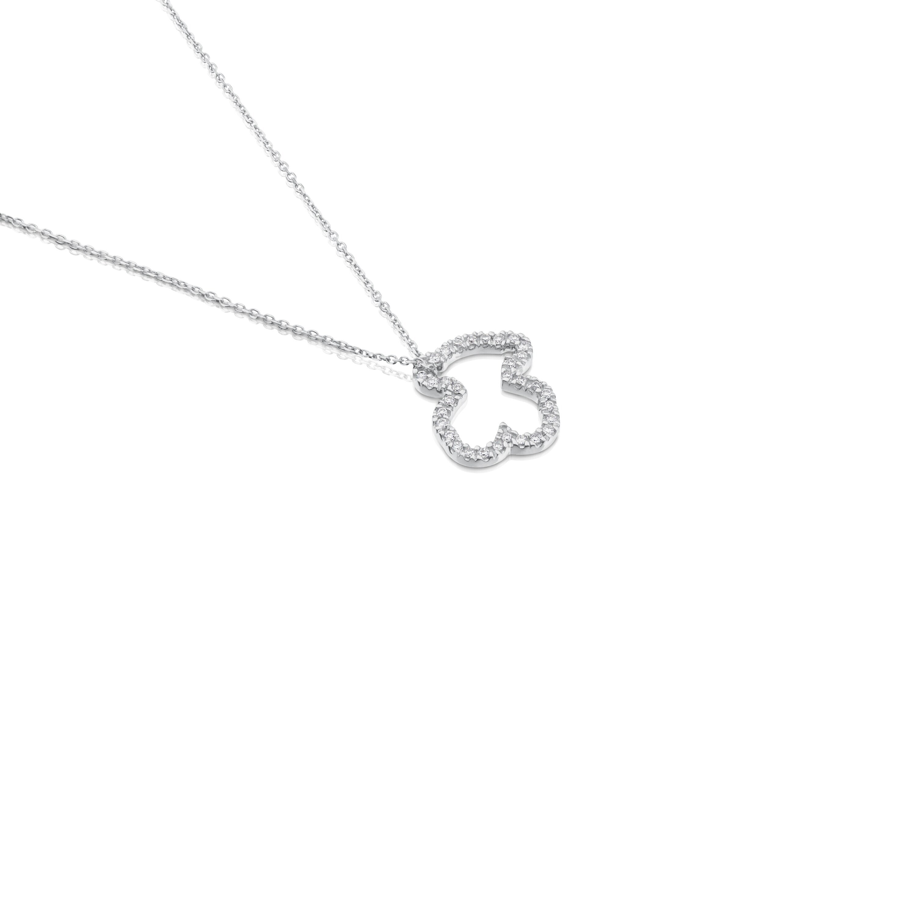 Collar de oro blanco con diamantes motivo oso pequeño Icon Gems