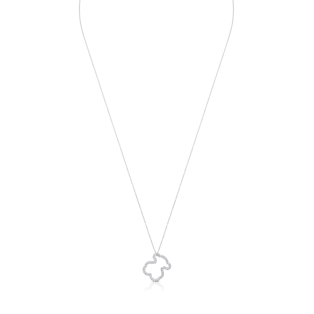White Gold TOUS Icon Gems Necklace with Diamonds 1,6cm Bear motif