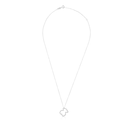 Collar de oro blanco con diamantes motivo oso mediano Icon Gems