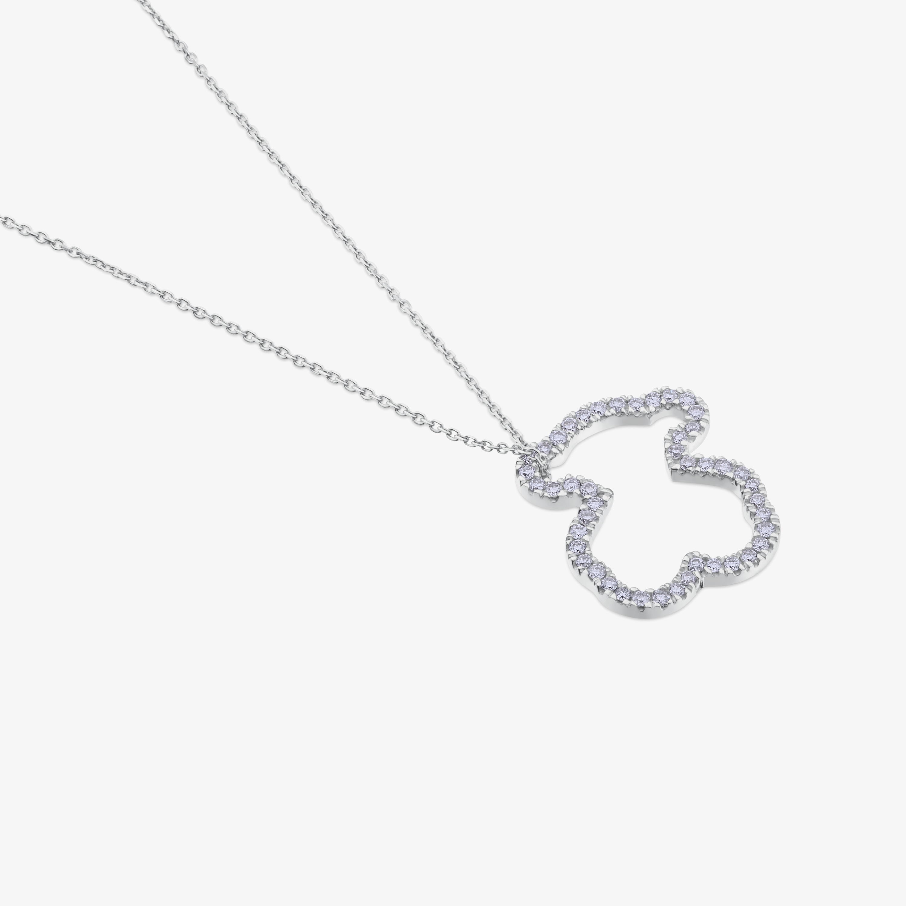 18K white gold TOUS Icon Gems Necklace with Diamonds 1,6cm. Bear motif