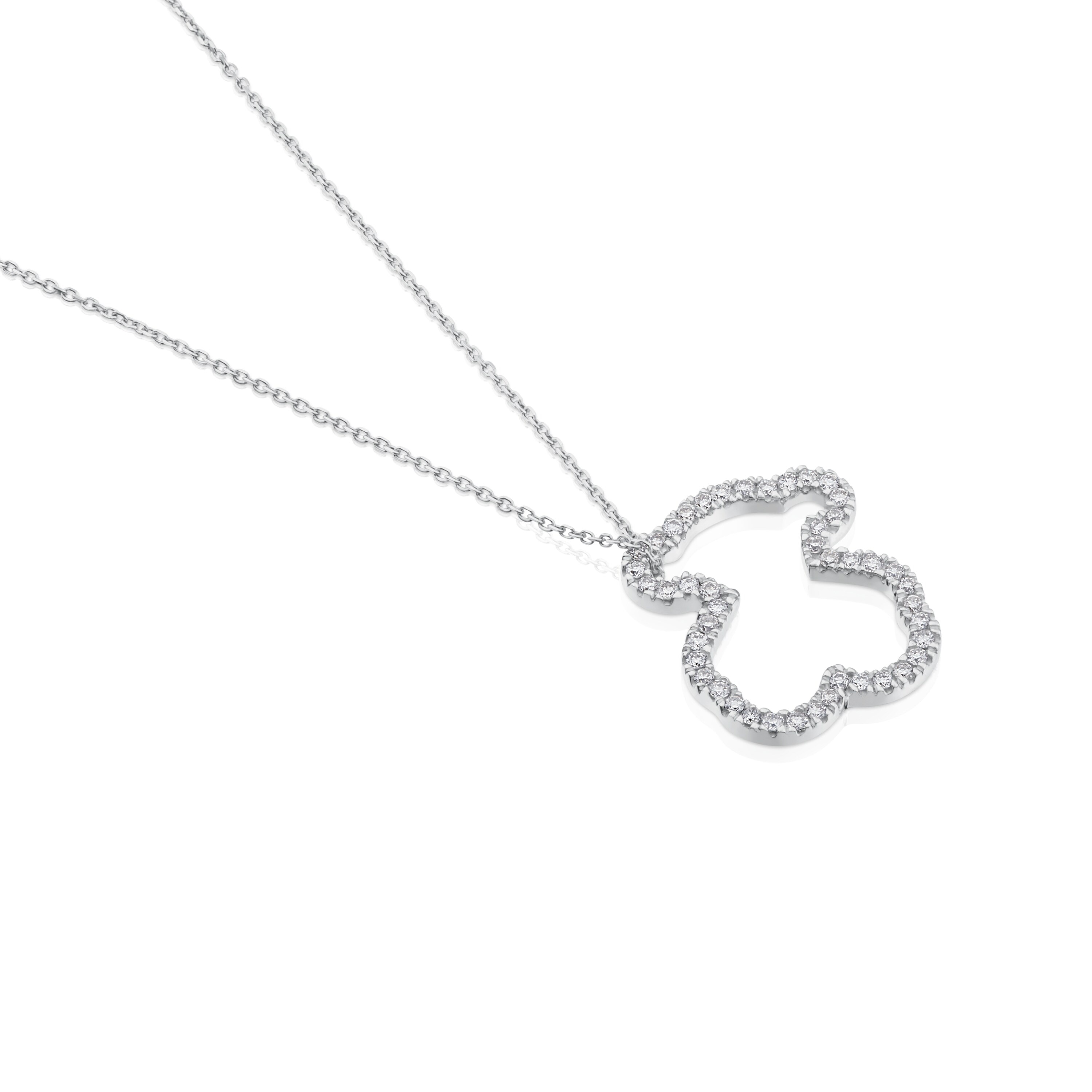 Collar de oro blanco con diamantes motivo oso mediano Icon Gems