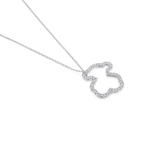 Collar de oro blanco con diamantes motivo oso mediano Icon Gems