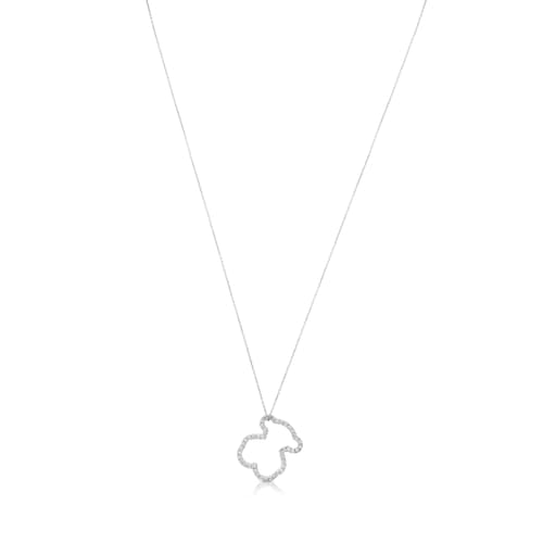 White Gold TOUS Icon Gems Necklace with Diamonds 2cm Bear motif