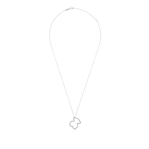 White Gold TOUS Icon Gems Necklace with Diamonds 2cm Bear motif