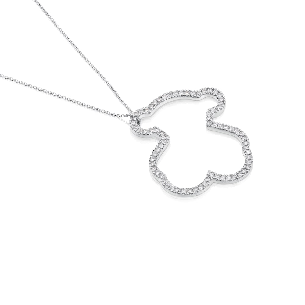 Collar Icon Gems de Oro blanco con Diamantes motivo Oso XL image number 2