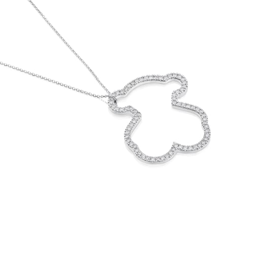 White Gold TOUS Icon Gems Necklace with Diamonds 2,9cm Bear motif