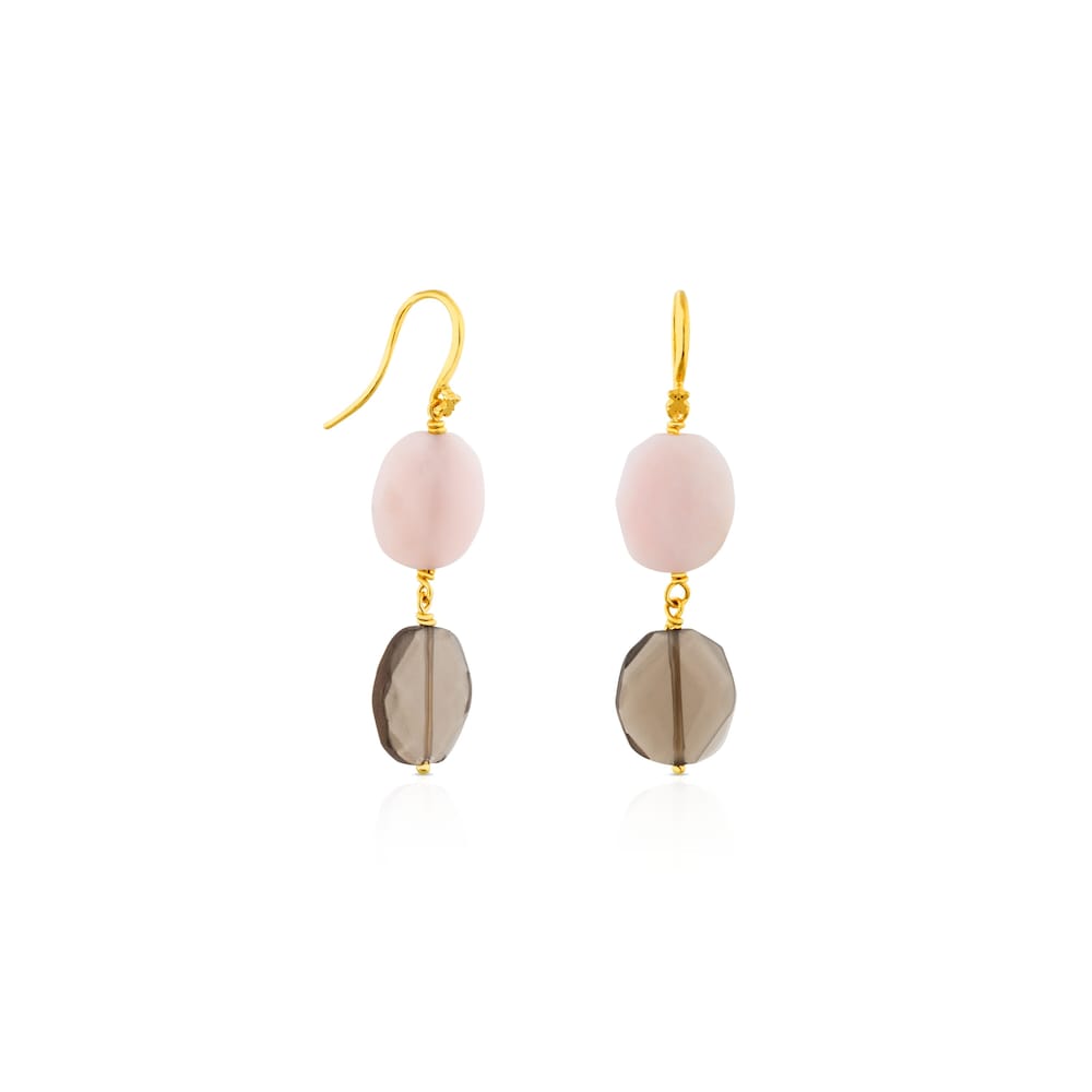 18K gold vermeil Terra Earrings with Opal and Quartz