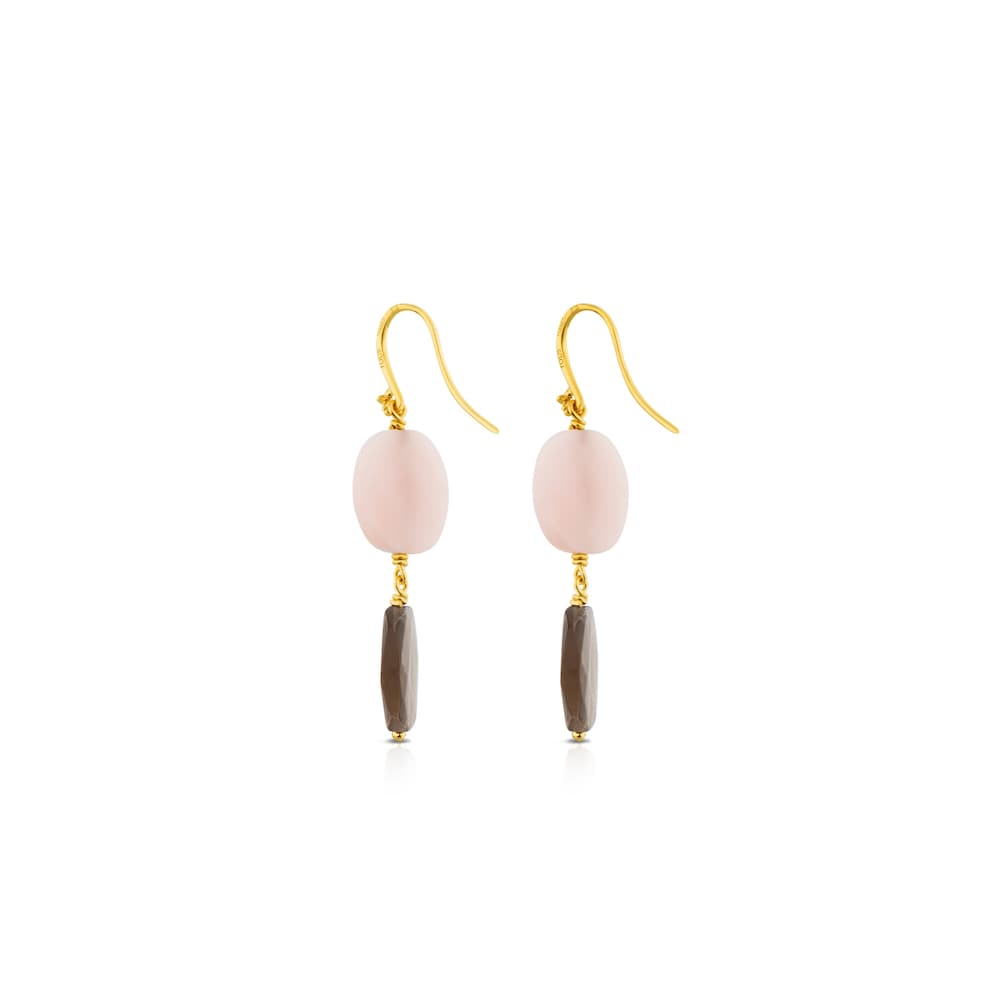 18K gold vermeil Terra Earrings with Opal and Quartz