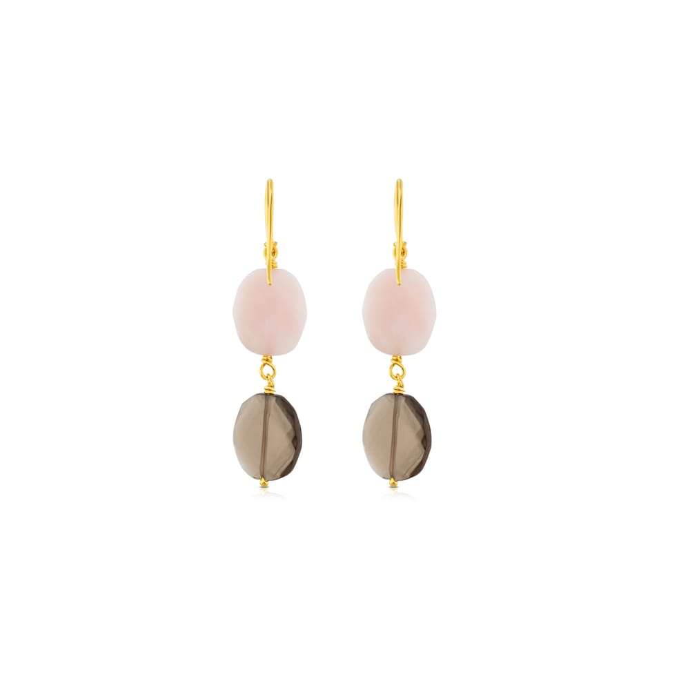 18K gold vermeil Terra Earrings with Opal and Quartz