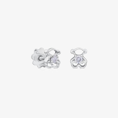 Pendientes de oro blanco 18K con diamantes Silueta