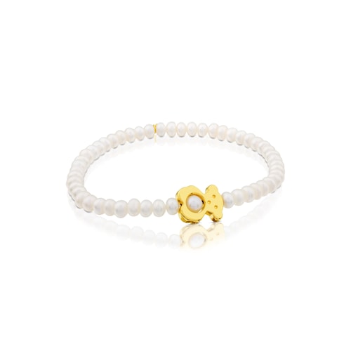 Pulsera Oso Sweet Dolls de Oro y perlas