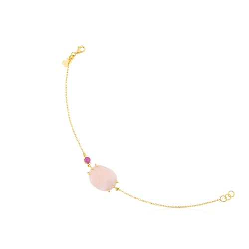 Pulsera Ethereal de Oro con &Oacute;palo y Rub&iacute;