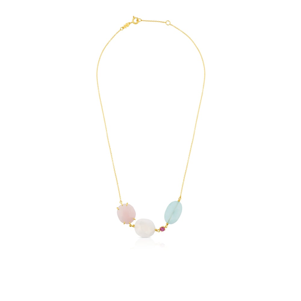 Collar Ethereal de Oro con Gemas