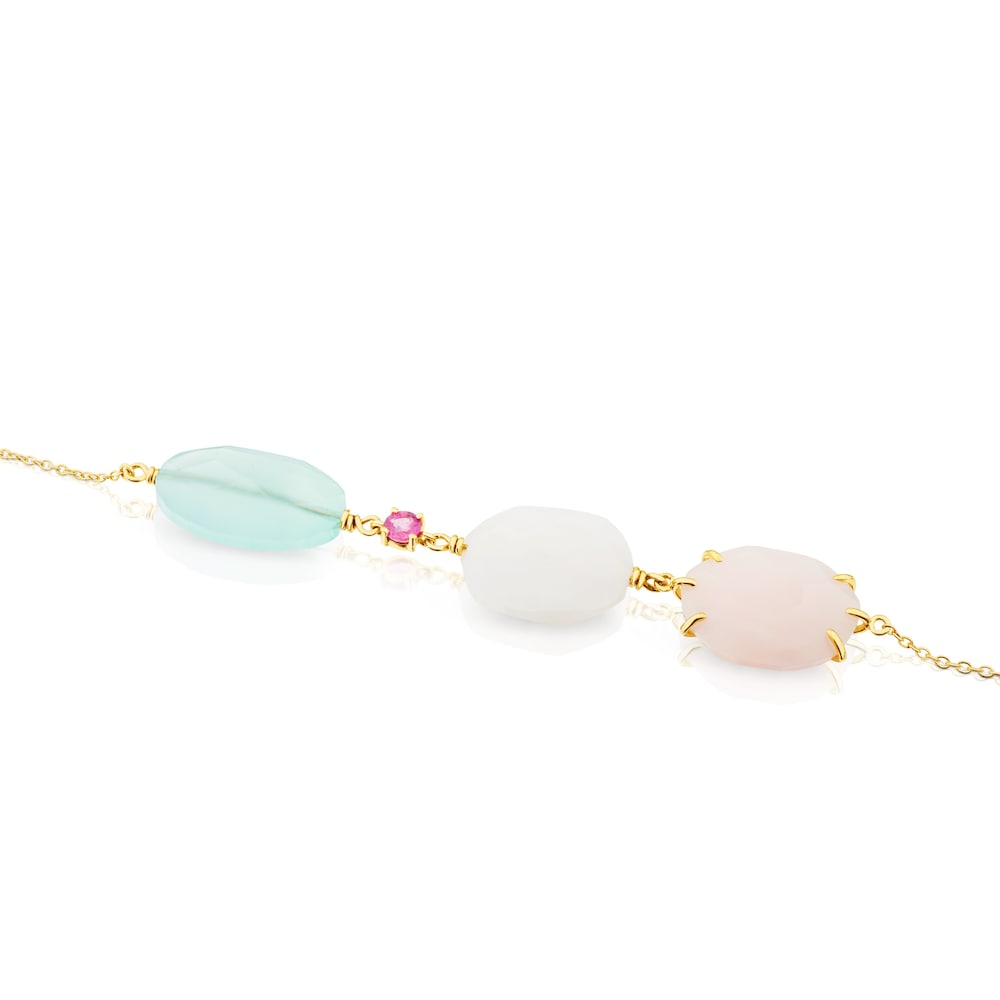 Collar Ethereal de Oro con Gemas