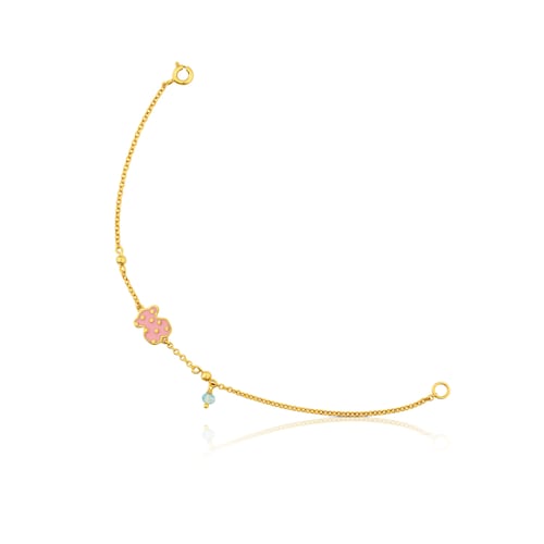 Pulsera Face con ba&ntilde;o de oro 18 kt sobre plata