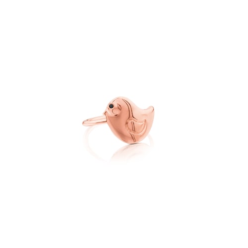 Rose Vermeil Silver Face Ring with Spinel