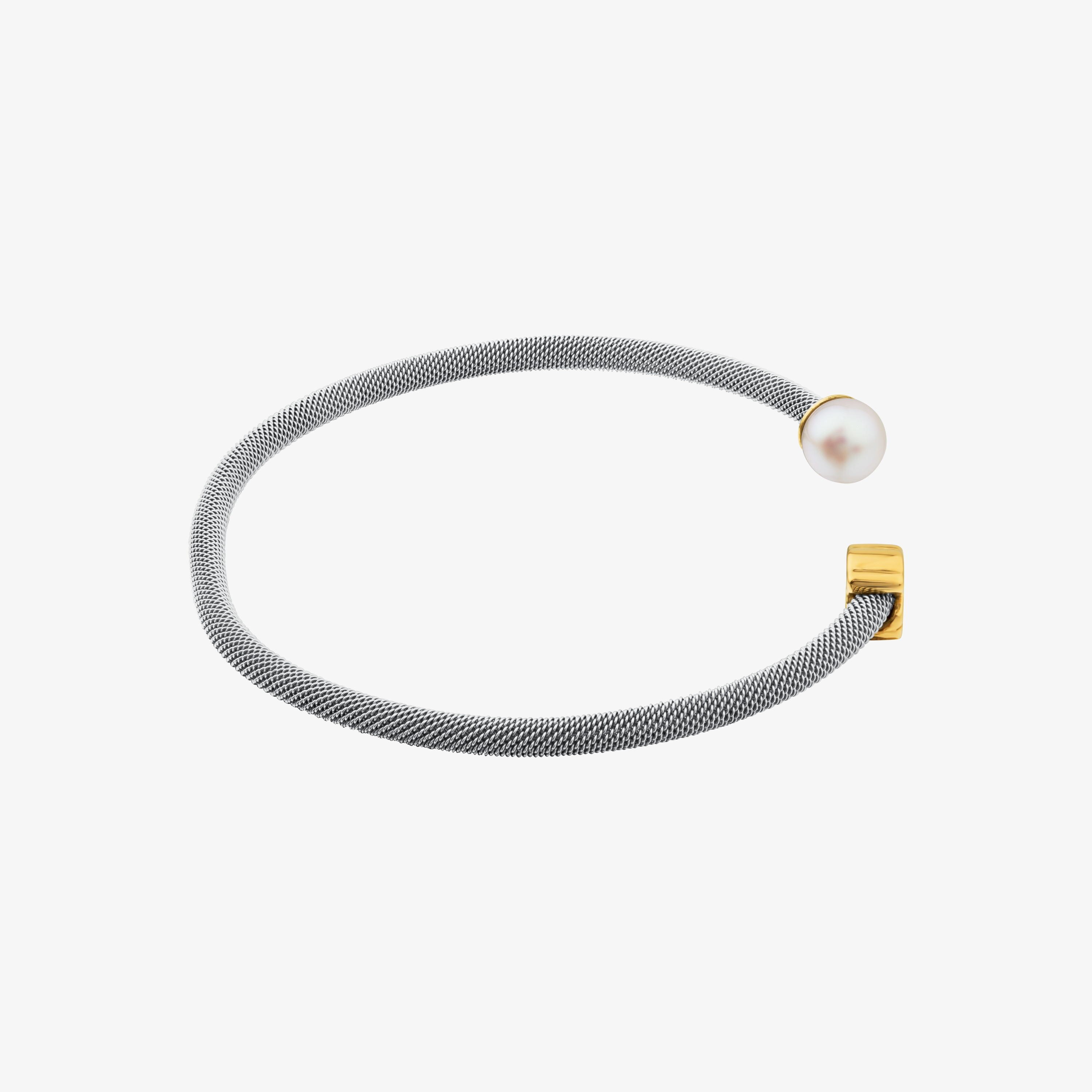 Steel and 18K solid gold TOUS Icon Mesh Bracelet with Pearl 0,6cm Bear motif