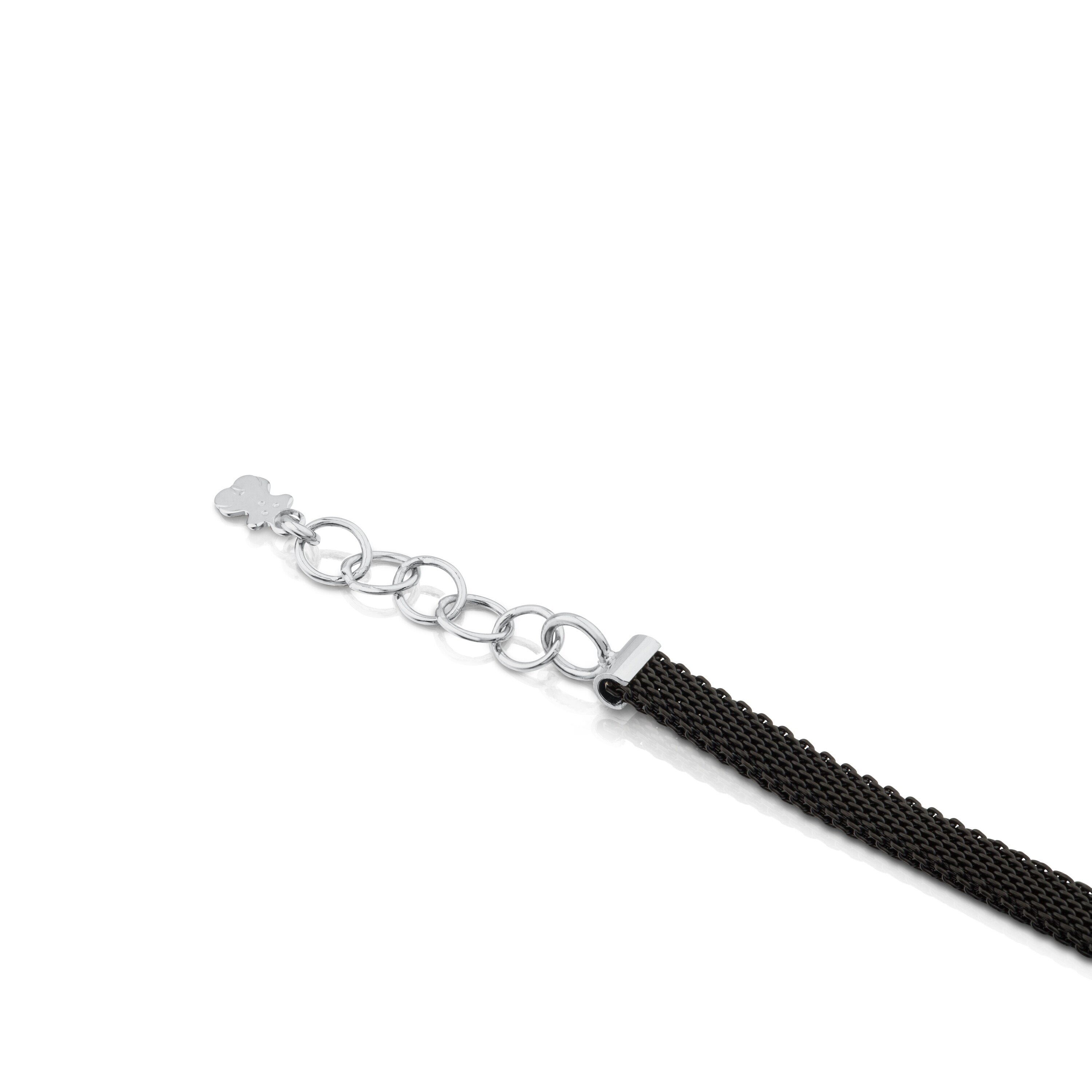 Steel and White TPUS Gold Icon Mesh Bracelet with Diamonds Bear motif