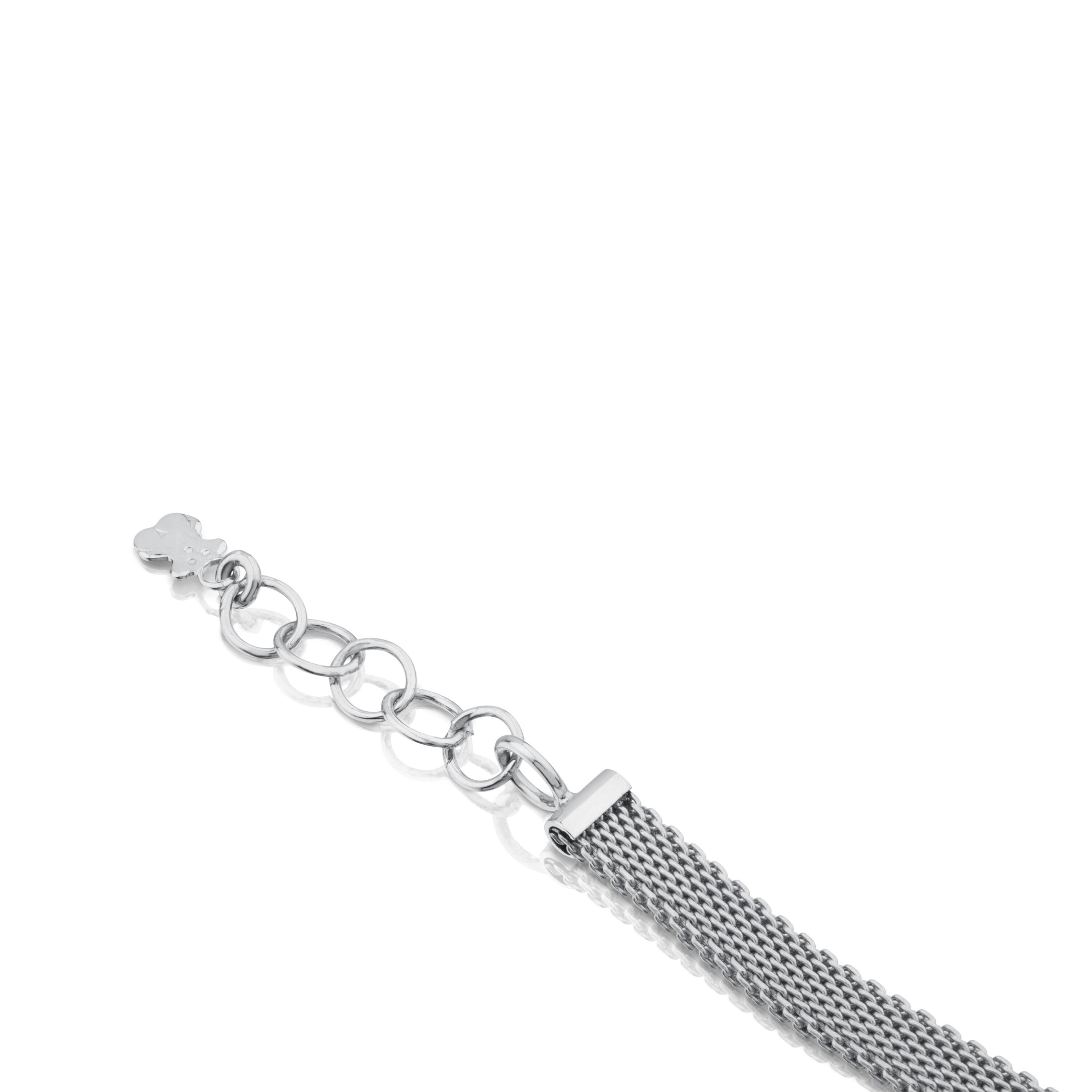 Steel and 18K White Gold TOUS Icon Mesh Bracelet with Diamonds Bera motif 0,6cm.
