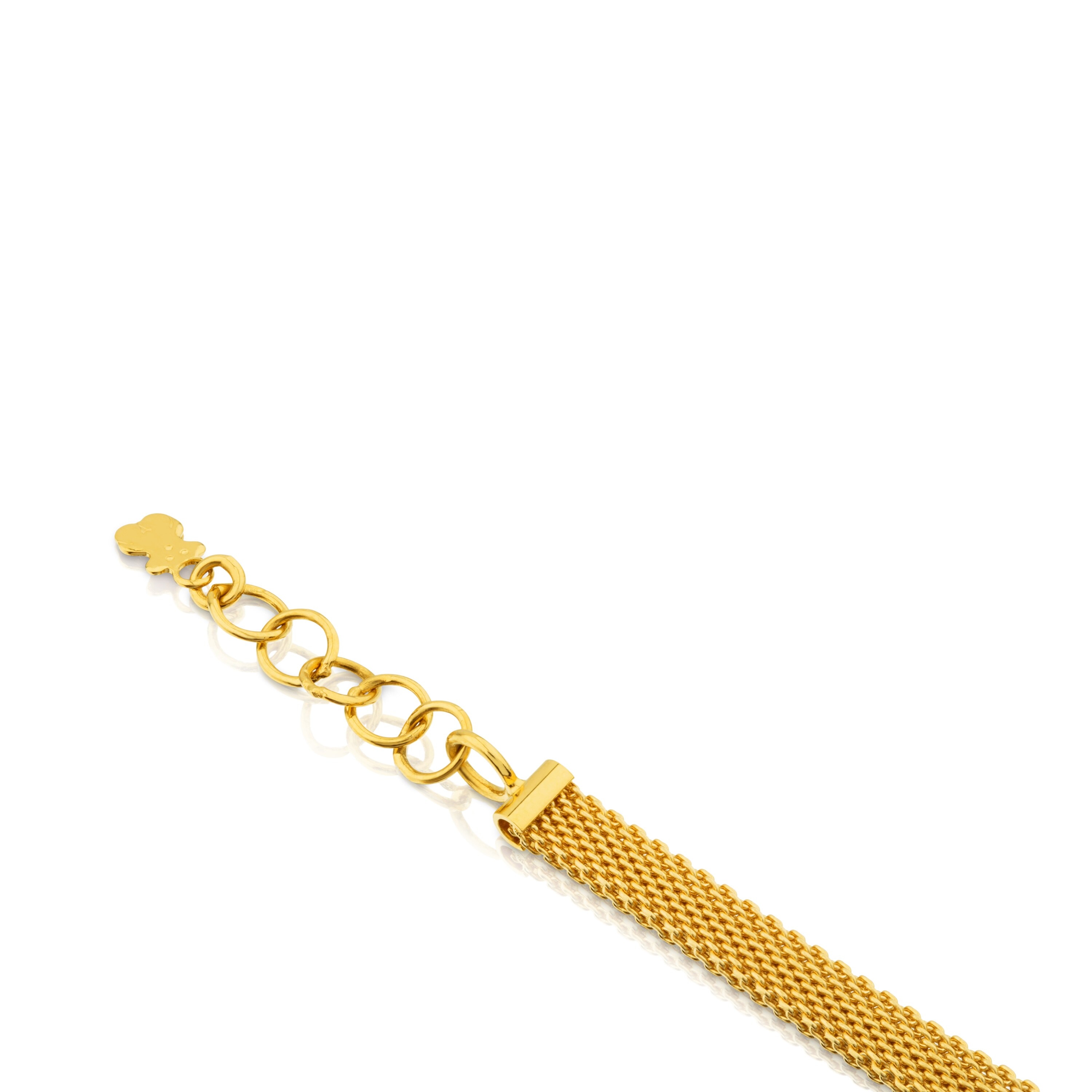 18K Solid gold and 18K white gold Icon Mesh Bracelet with Diamonds Bear motif