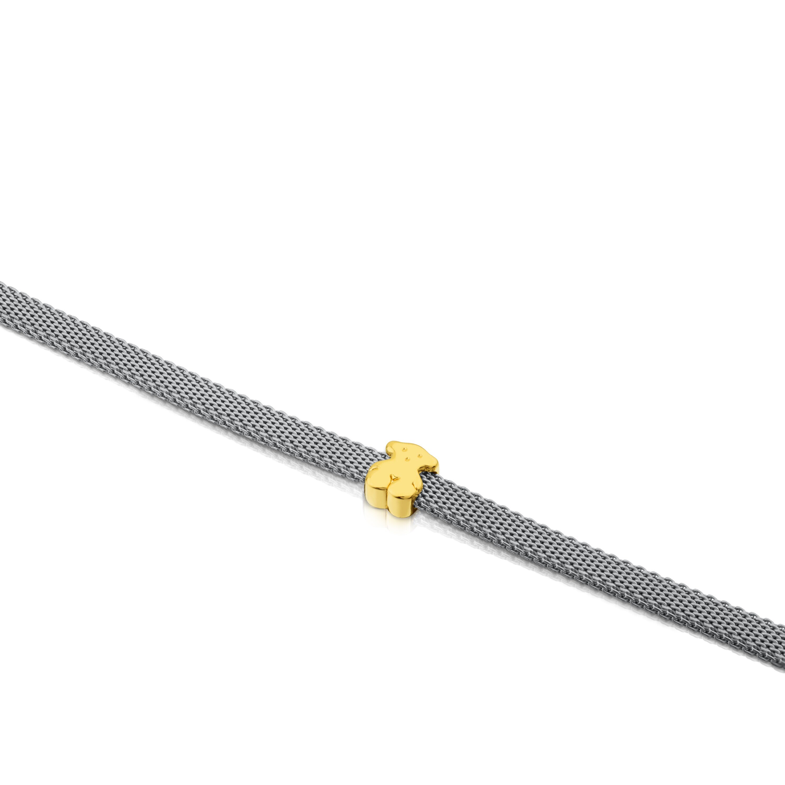 Steel and Gold Icon Mesh Bracelet