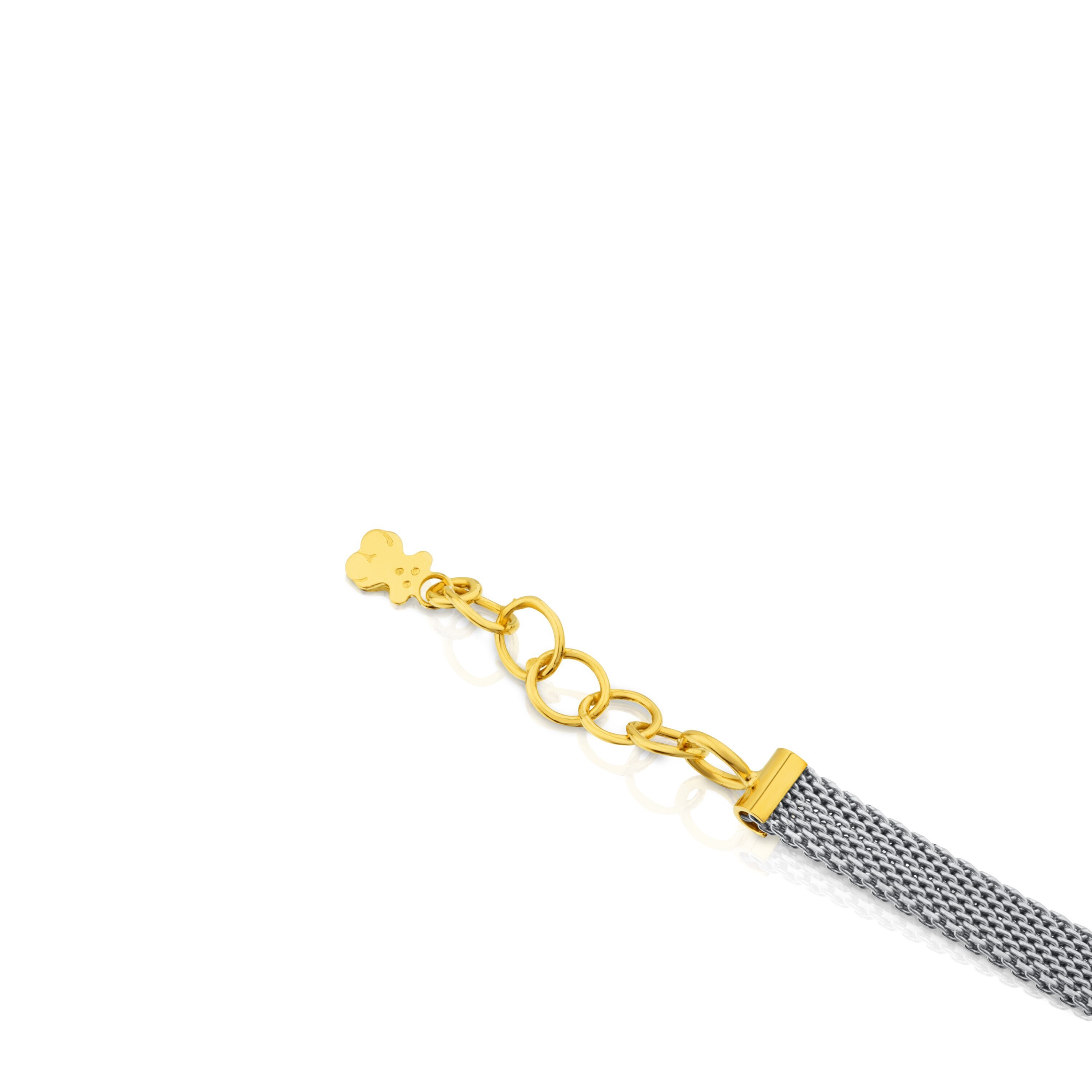 Steel and Gold Icon Mesh Bracelet