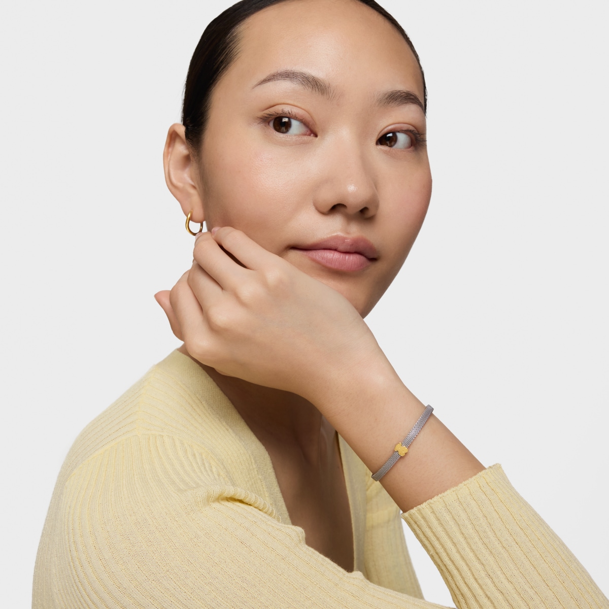 Steel and Gold Icon Mesh Bracelet