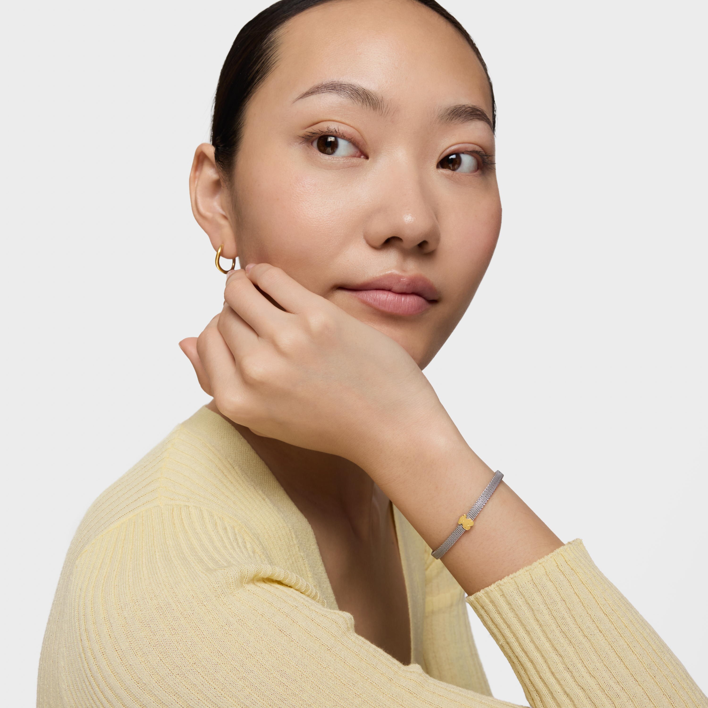 Steel and Gold Icon Mesh Bracelet