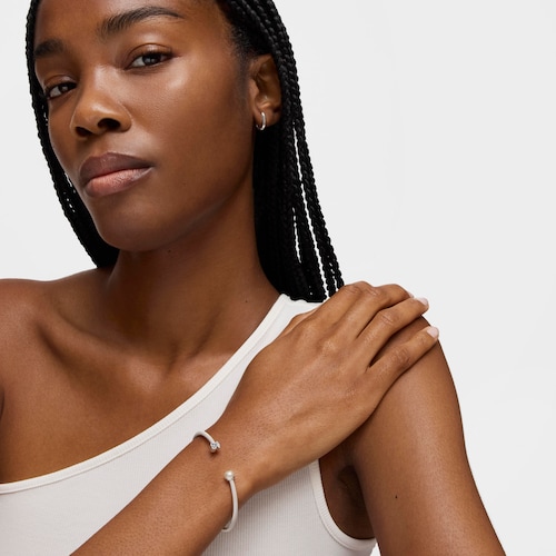Silver TOUS Mesh Bracelet with 0,7cm pearl