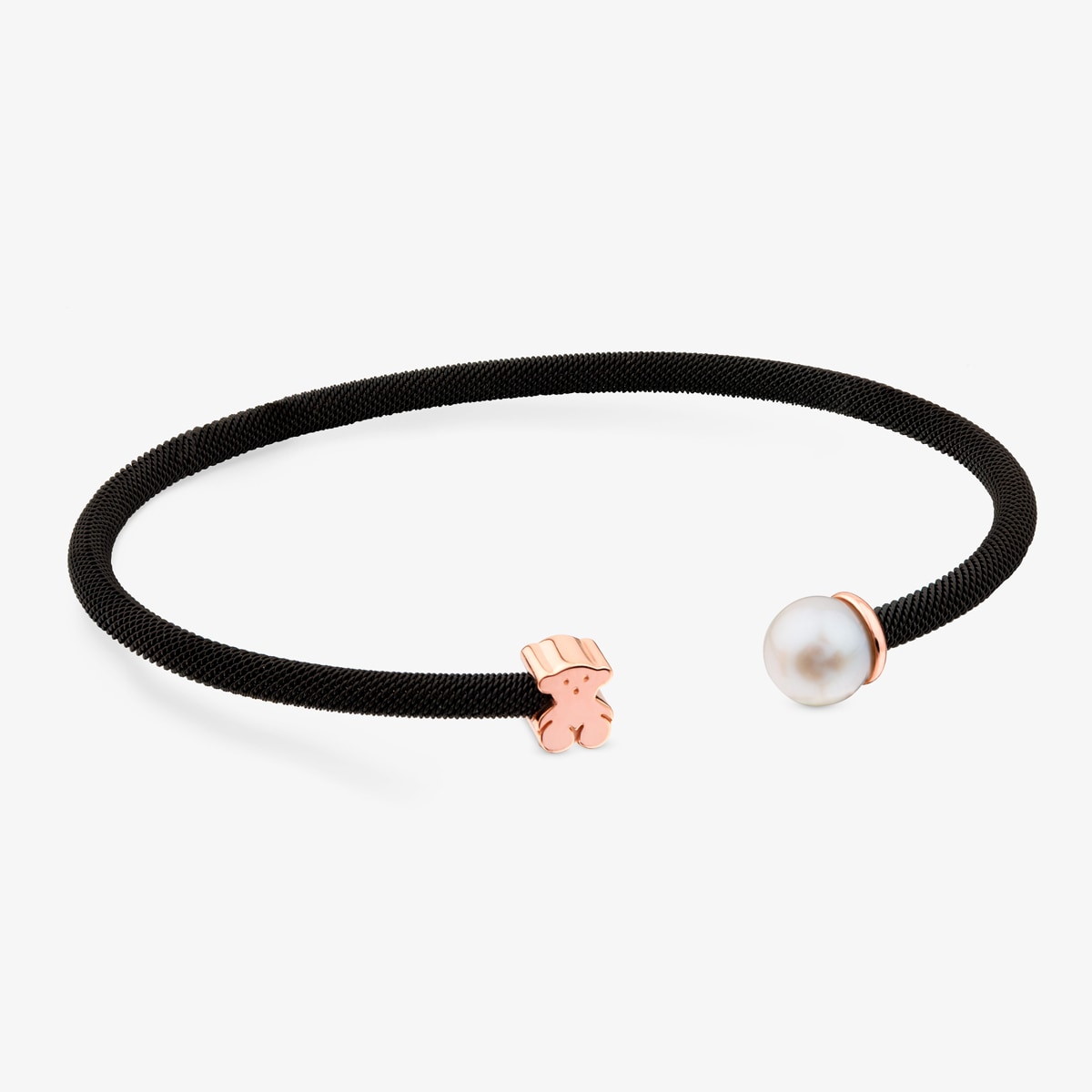 Tous - Pulsera De Acero Con Baño De Oro Rosa 18 Kt Sobre Plata Y Perla Icon Mesh - Blanco