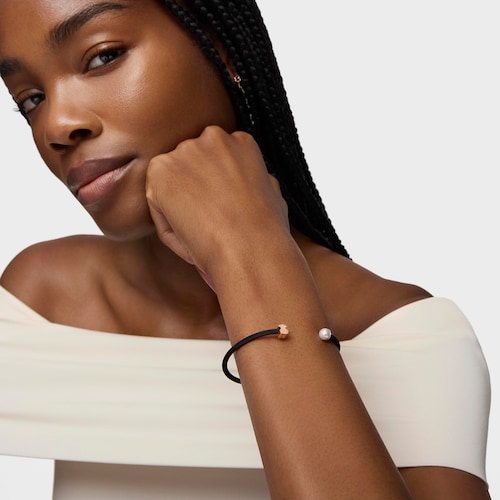 Steel and Rose Vermeil Silver Icon Mesh Bracelet with Pearl