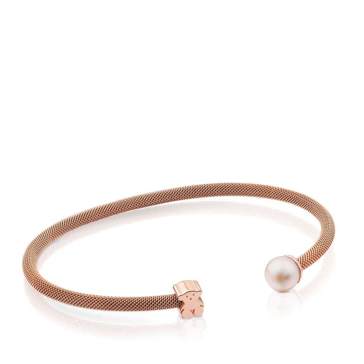 Tous - Pulsera De Acero Con Baño De Oro Rosa 18 Kt Sobre Plata Y Perla Cultivada De 6,5mm Icon Mesh - Rosa
