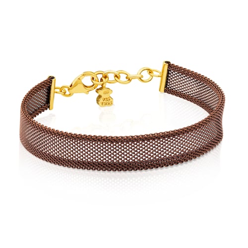 Steel and Vermeil Silver Icon Mesh Bracelet