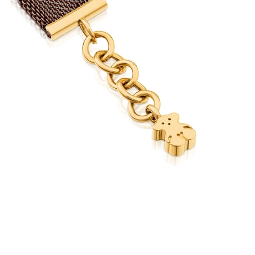 Steel and Vermeil Silver Icon Mesh Bracelet